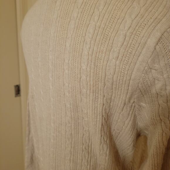 Sonoma 100% Cotton Cable Knit Sweater Women's L Beige V-Neck Pullover Top - Picture 6 of 11